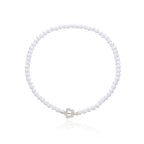 Floral Pendant Choker Necklace in White and Silver