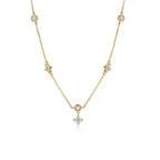 Zircon Flower Pendant Choker Necklace in Gold