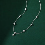 Zircon Flower Pendant Choker Necklace in Silver