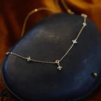 Zircon Flower Pendant Choker Necklace in Silver