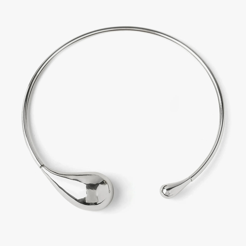 Silver Water Drop Pendant Choker Necklace