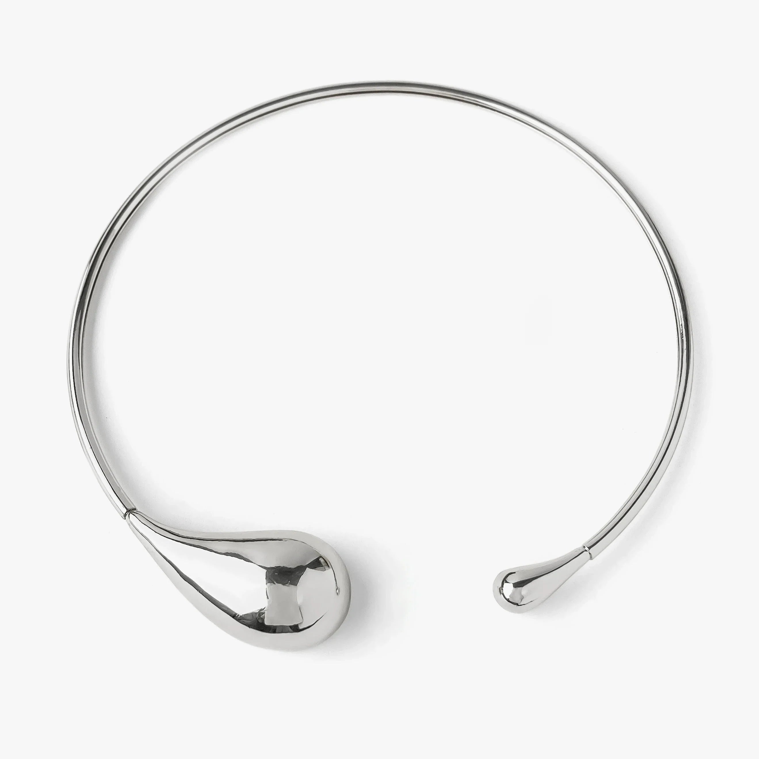 Silver Water Drop Pendant Choker Necklace