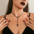 Choker Necklace Water Drop Pendant Gothic Style Black