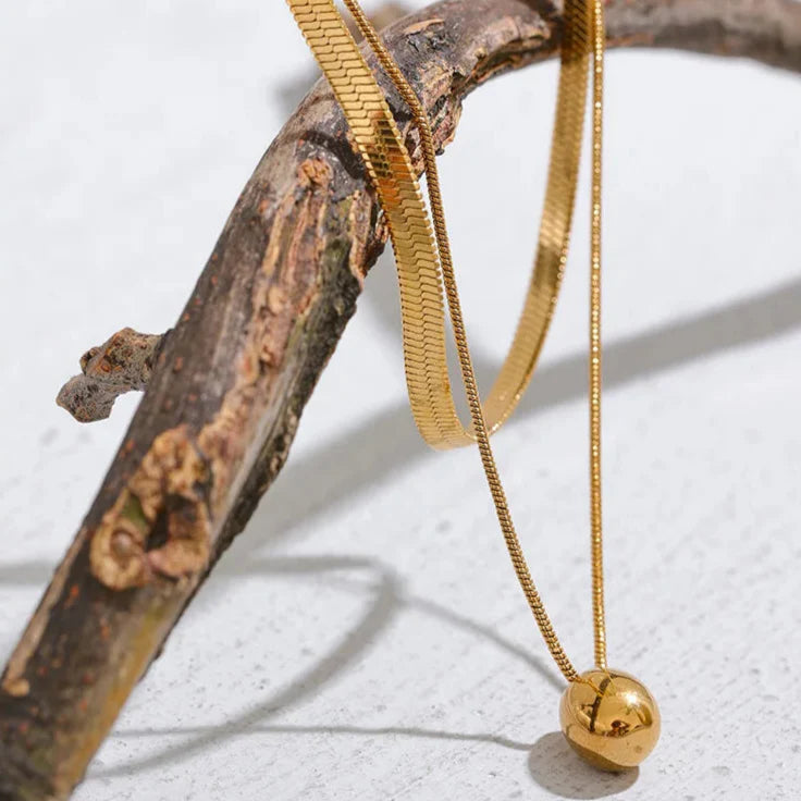 Gold Large Water Drop Pendant Choker Necklace