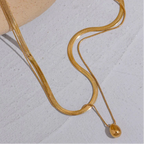 Gold Large Water Drop Pendant Choker Necklace