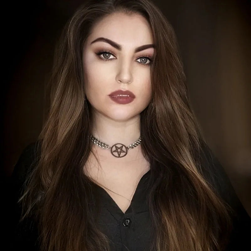Pentacle Witchcraft Wiccan Pendant Choker Necklace
