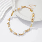 Gold Beaded Pendant Choker Necklace for Women
