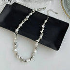 Silver Beaded Pendant Choker Necklace for Women