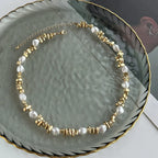 Gold Beaded Pendant Choker Necklace for Women