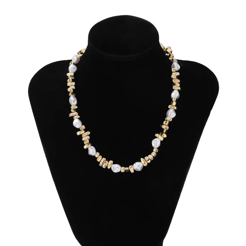 Gold Beaded Pendant Choker Necklace for Women