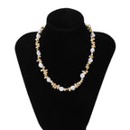Gold Beaded Pendant Choker Necklace for Women