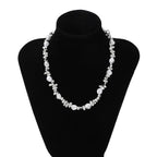 Silver Beaded Pendant Choker Necklace for Women