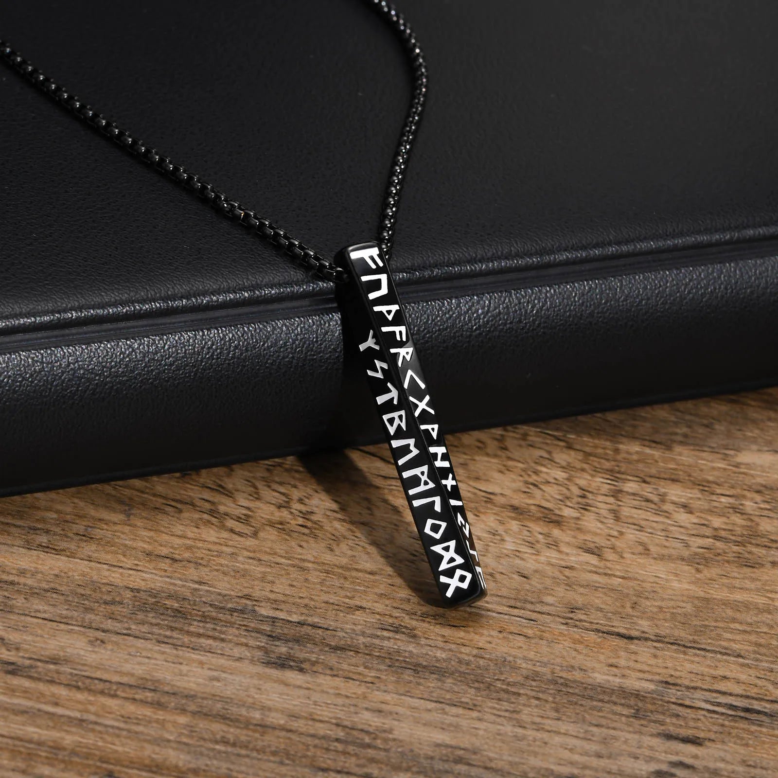 Rune Necklace Viking Pendant Black Medallion