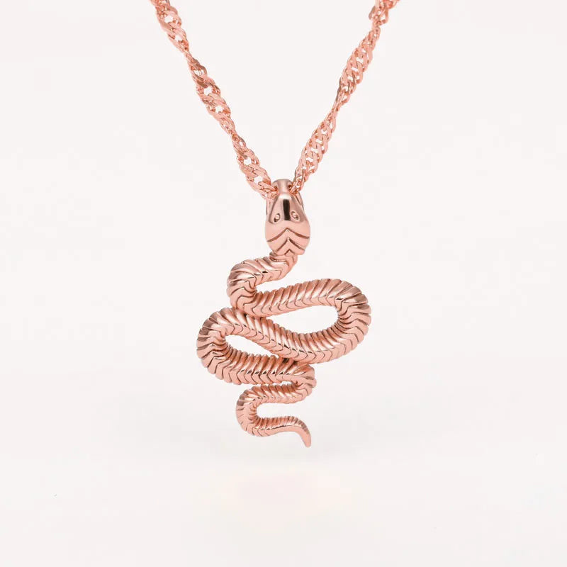 Snake Pendant Necklace Rose Gold