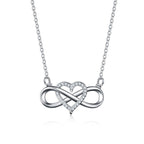 Infinite Symbol Necklace Women's Heart Pendant Silver