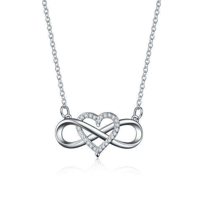 Infinite Symbol Necklace Women's Heart Pendant Silver