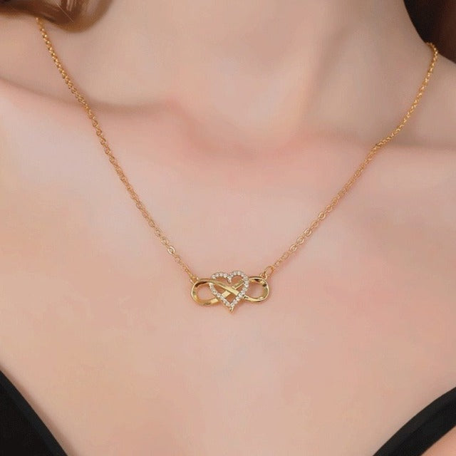 Infinite Symbol Necklace Women's Heart Pendant Gold