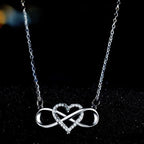 Infinite Symbol Necklace Women's Heart Pendant Silver