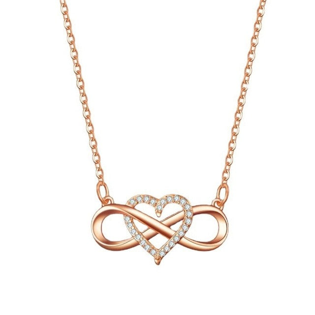 Infinite Symbol Necklace Women's Heart Pendant Rose Gold