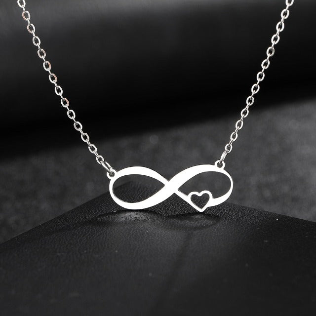 Infinite Symbol Necklace Women's Pendant Small Heart silver