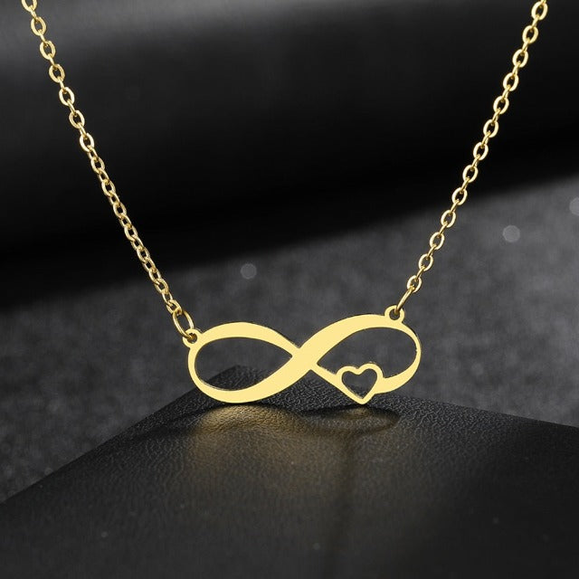 Infinite Symbol Necklace Women's Pendant Small Heart gold