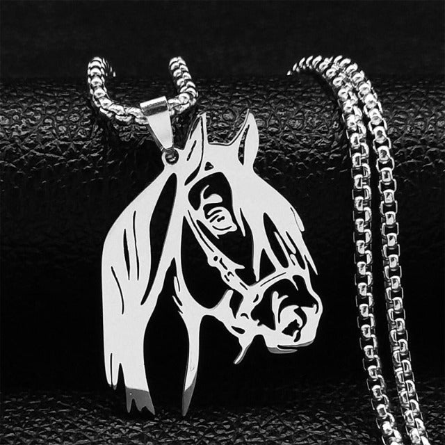 Horse Head Necklace Pendant for Women and Girls, simple silver horse