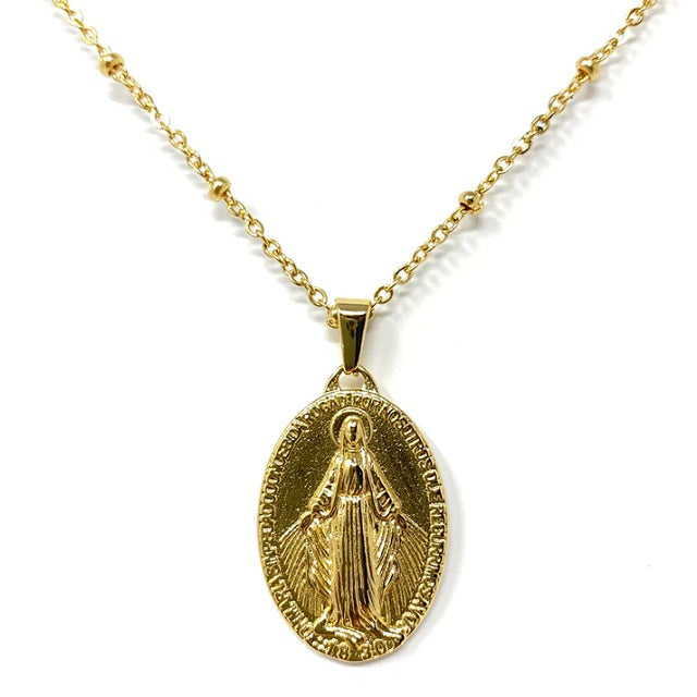 Gold Virgin Mary Necklace