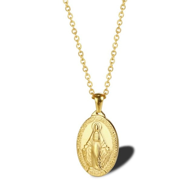 Gold Virgin Mary Necklace