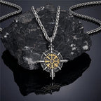 Viking Necklace with Vegvisir Compass Pendant gold