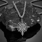 Viking Necklace with Vegvisir Compass Pendant silver