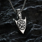 Viking Necklace with Vegvisir Arrow Pendant Silver