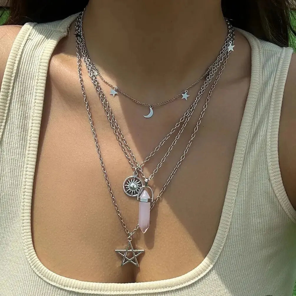 Four-Tier Pendant Necklaces Star of David