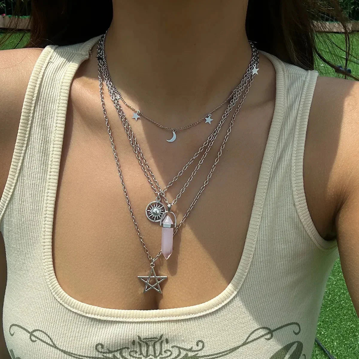 Four-Tier Pendant Necklaces Star of David