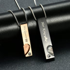 Couples Necklaces with Bar and Heart Pendant