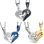 Couple Necklaces Best Friends Heart Pendant silver and gold