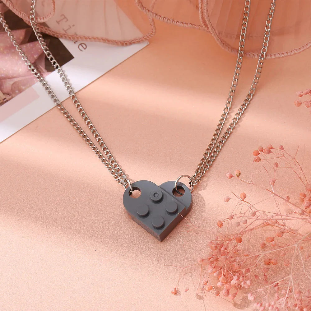 Fashion Heart Pendant Necklaces for Couples and Friends gray