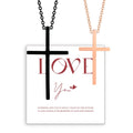 Couple Necklaces Black and Rose Gold Cross Pendant