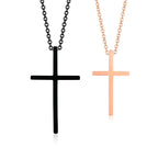 Couple Necklaces Black and Rose Gold Cross Pendant