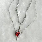 Couple Necklaces Sword and Heart Pendant