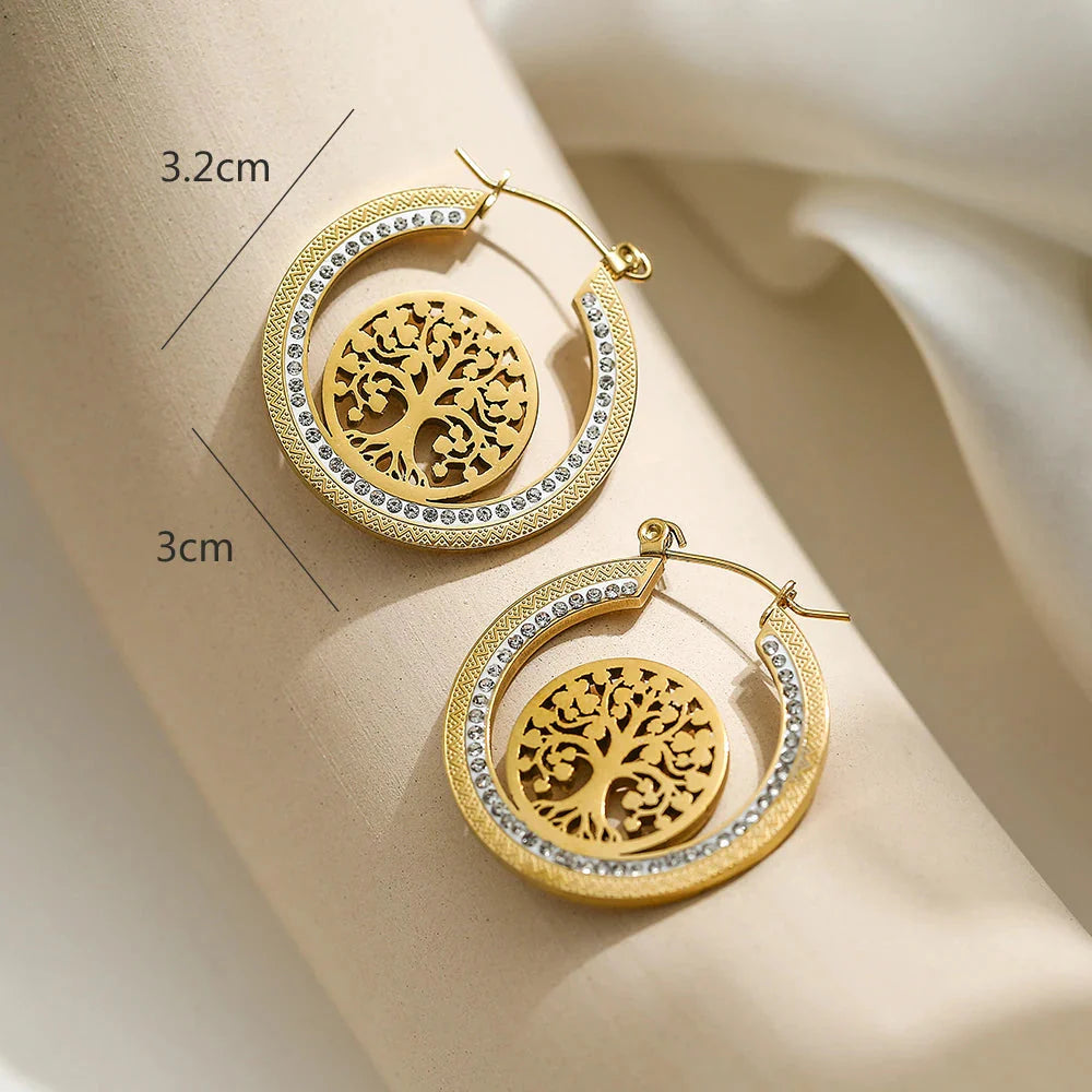 Tree of Life Hoop Earrings for Women