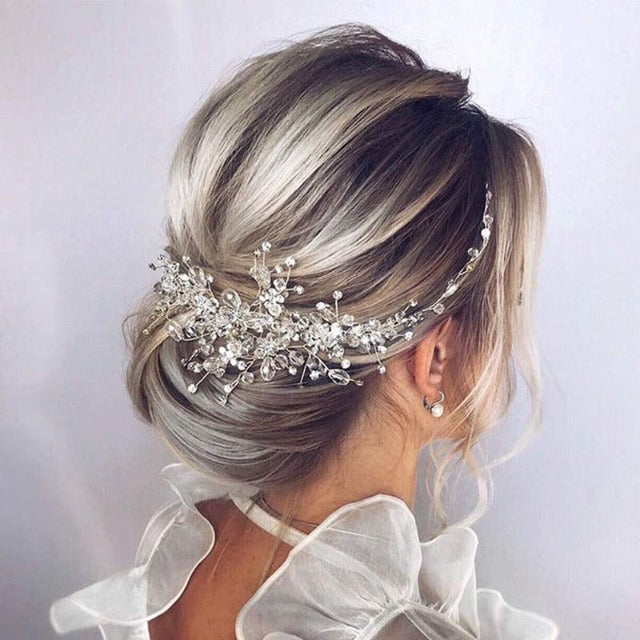 Wedding Tiara with Diamonds and Flowers