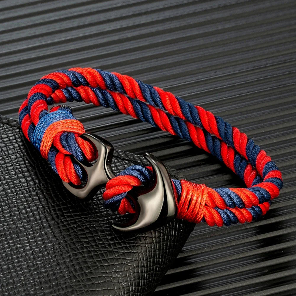 Red double anchor bracelet