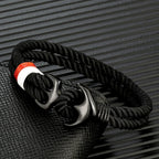 Black double anchor bracelet