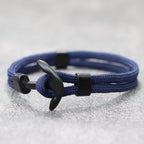 Black double-anchor bracelet navy blue