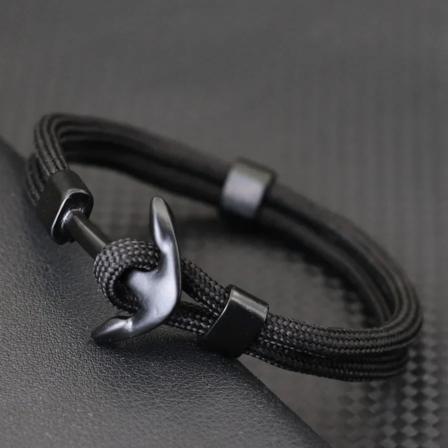 Black double-anchor bracelet black
