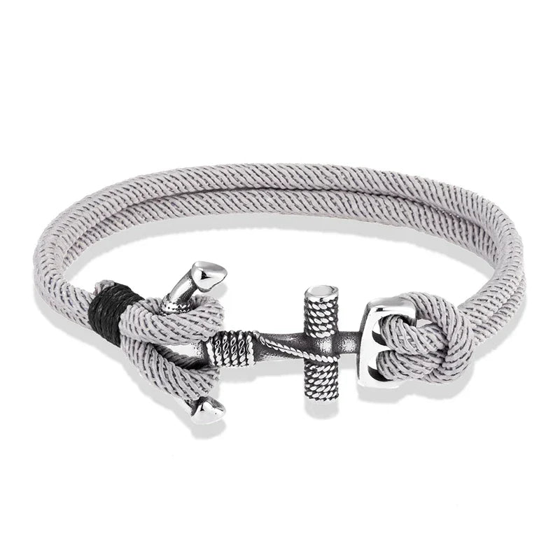 Men's double-anchor bracelet grey