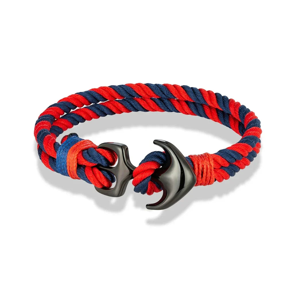 Red double anchor bracelet