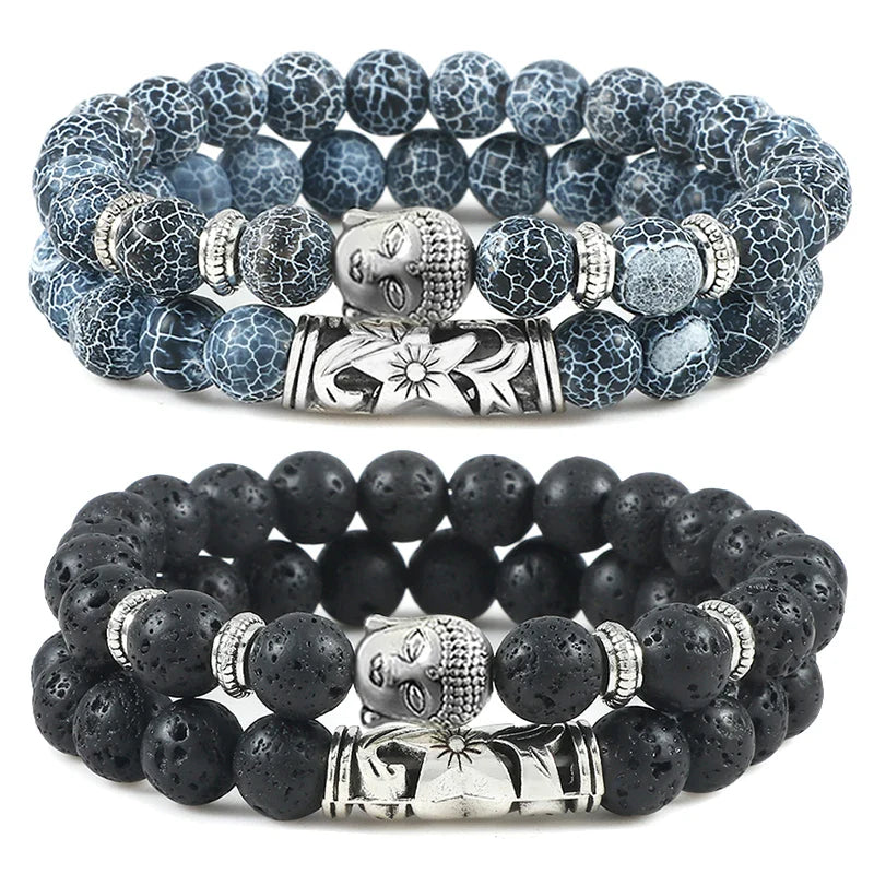 Buddhist Natural Stone ID Bracelet grey