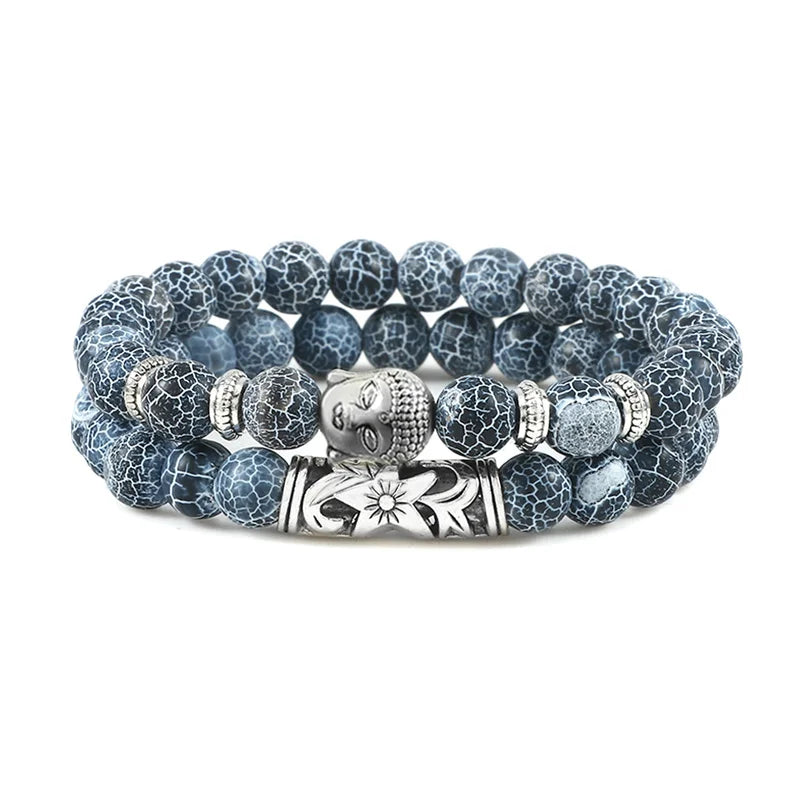Buddhist Natural Stone ID Bracelet grey