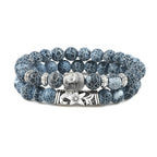 Buddhist Natural Stone ID Bracelet grey